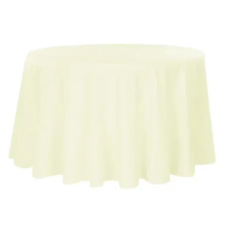 120" Round Ivory Polyester Tablecloth
