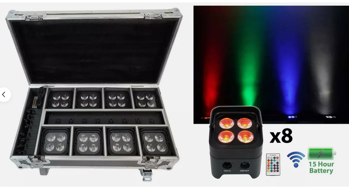 Set of 8 Wireless Up-Lights W/ Charging Case