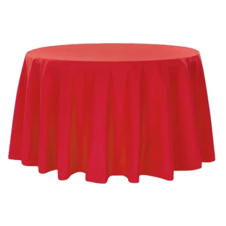 120" Round Red Polyester Tablecloth