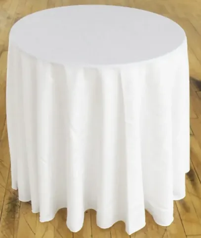 90in White Round Polyester Linen