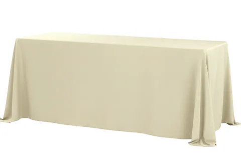 90in x 156in Ivory Polyester Linen