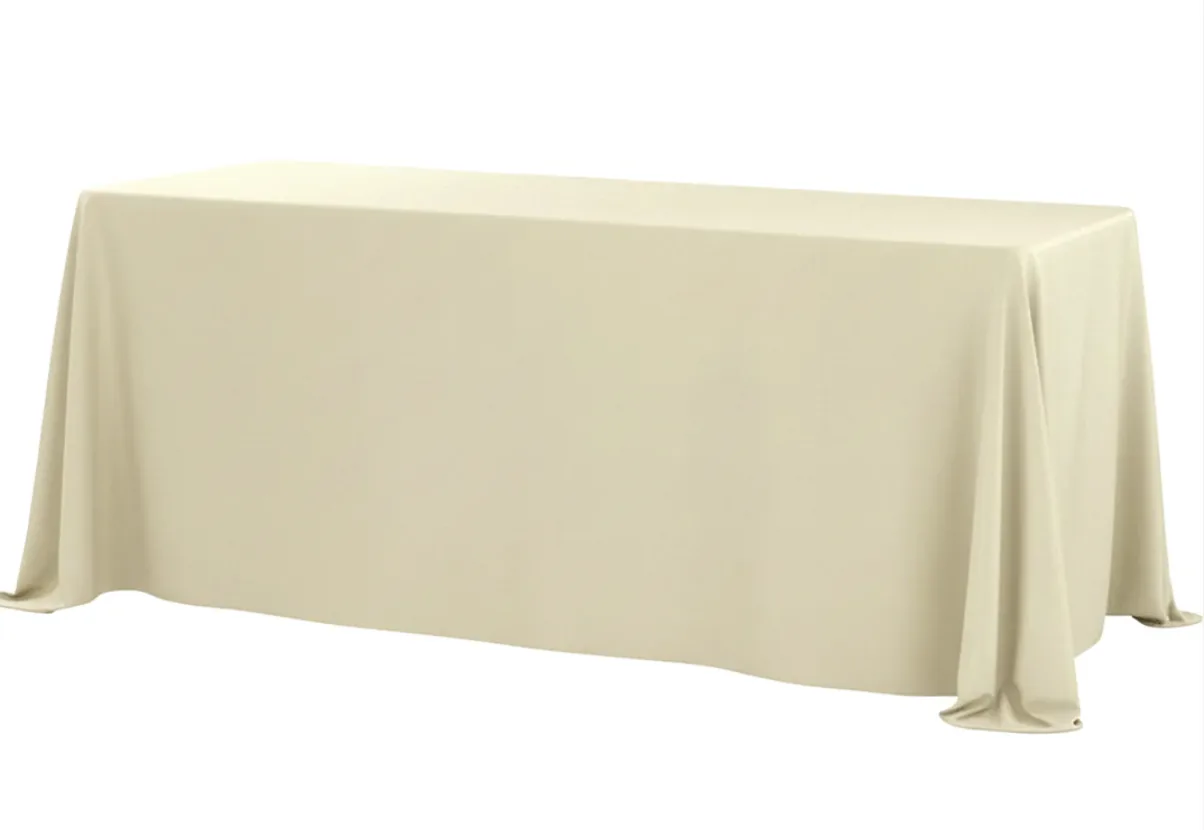 90in x 156in Ivory Polyester Linen