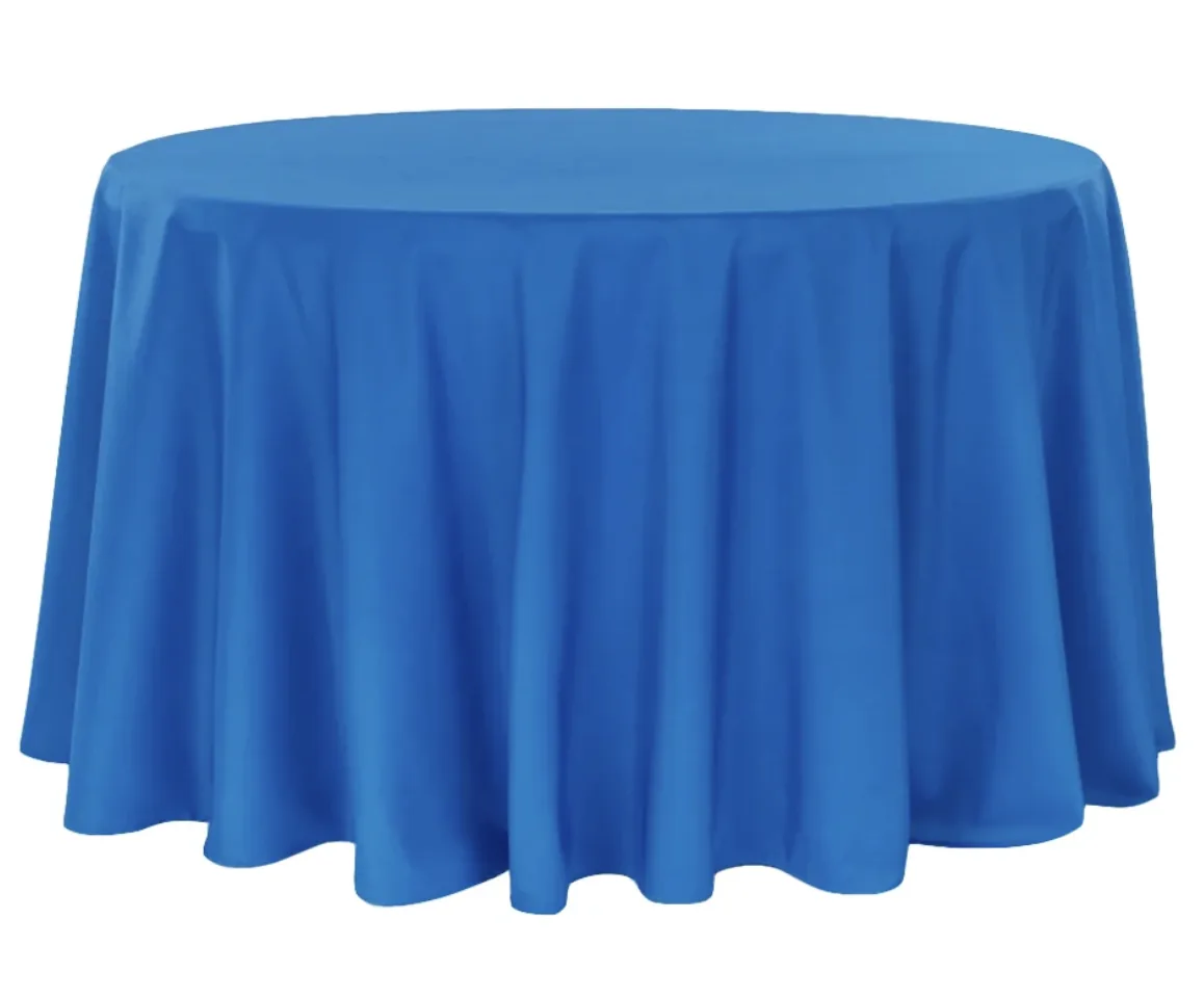 132 Inch Royal Blue Round Polyester Linen