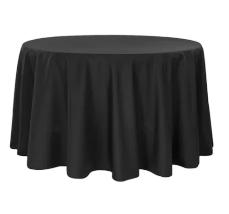 120" Round Black Polyester Tablecloth