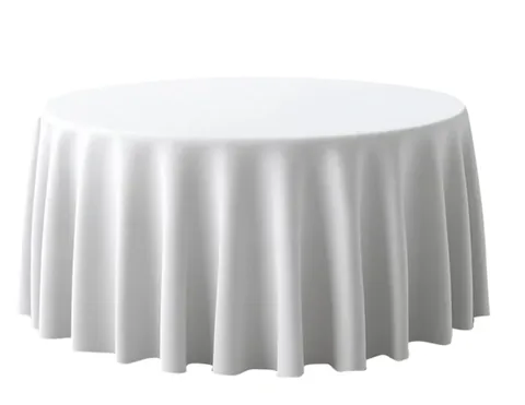 108in Round White Polyester Linen