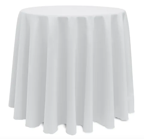96in White Round Polyester Linen
