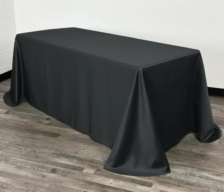 90in x 132in Black Polyester Linen